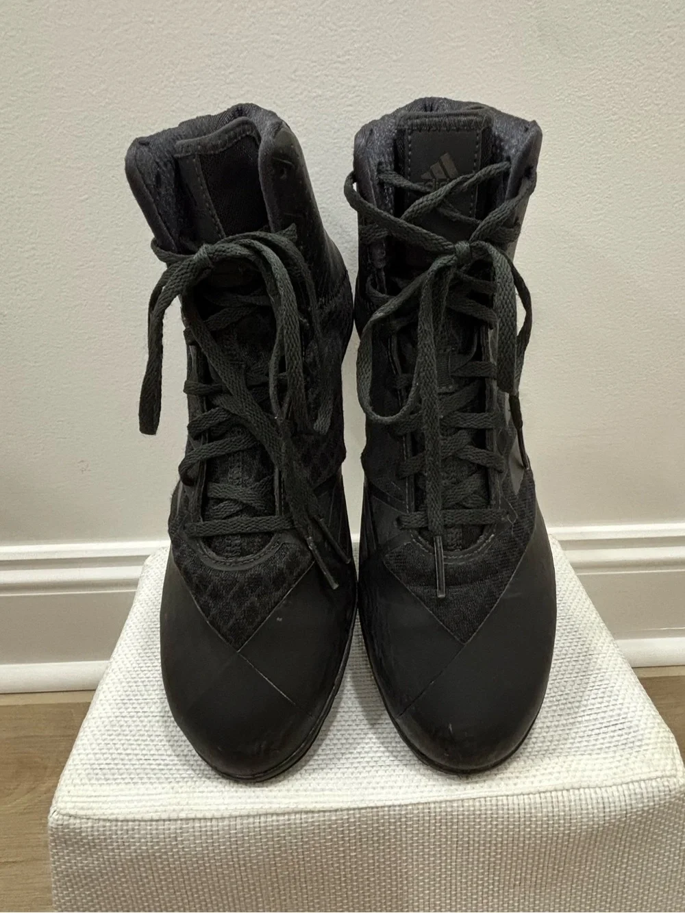 adidas Mat Wizard 4 Wrestling Boxing Shoes Triple Black Carbon AC6971 Men's 9